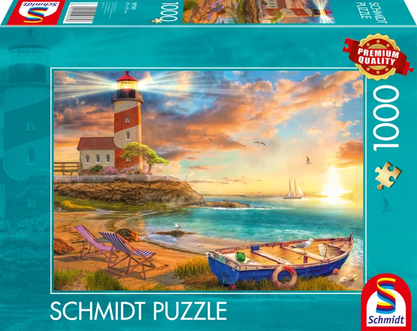 SCHMIDT Puzzle Západ slunce nad zátokou s majákem 1000 dílků