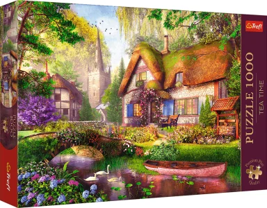 Puzzle Premium Plus Tea Time: Krásná chalupa v lese 1000 dílků