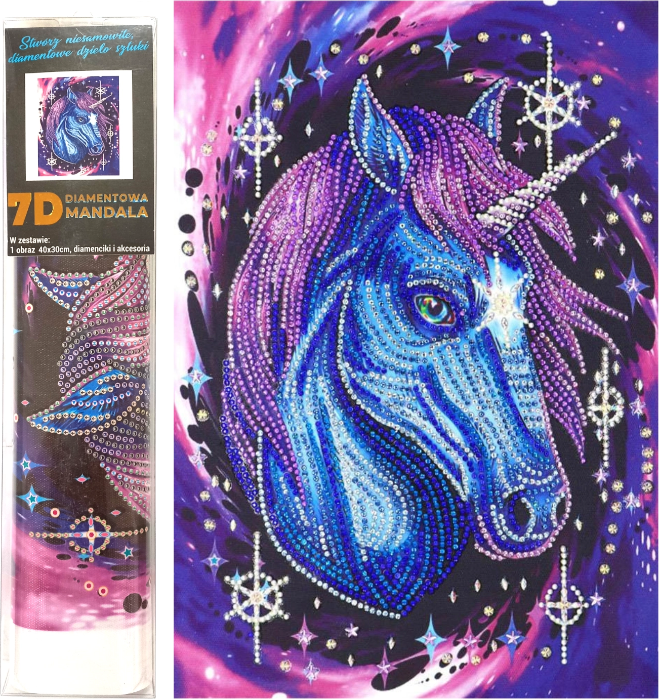 NORIMPEX Diamantové malování 7D Hvězdný jednorožec 40x30cm