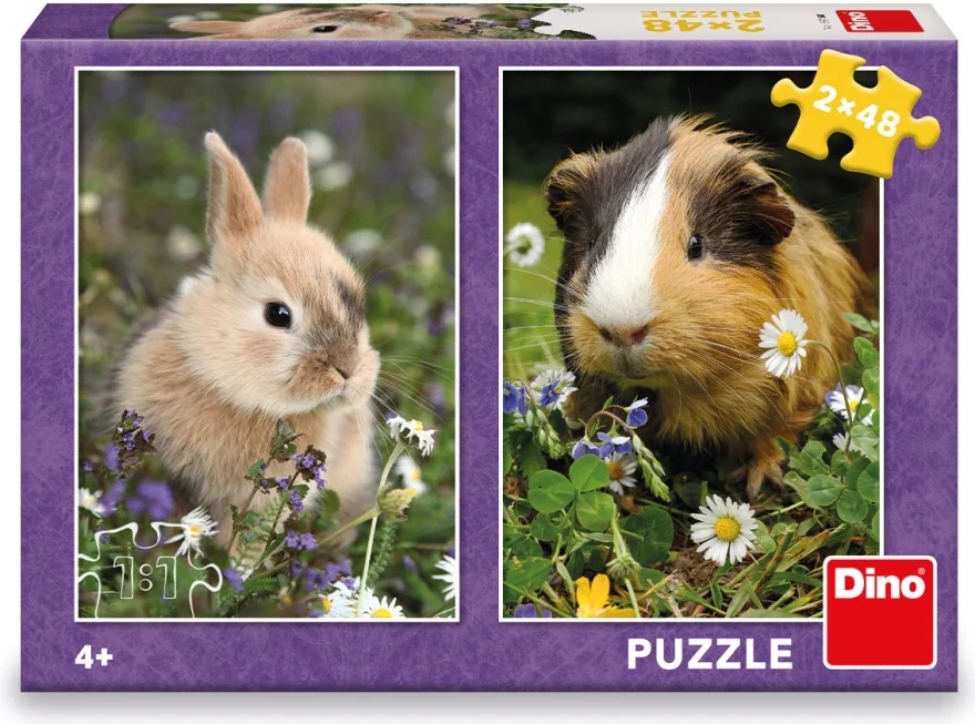 DINO Puzzle Králíček a morče 2x48 dílků
