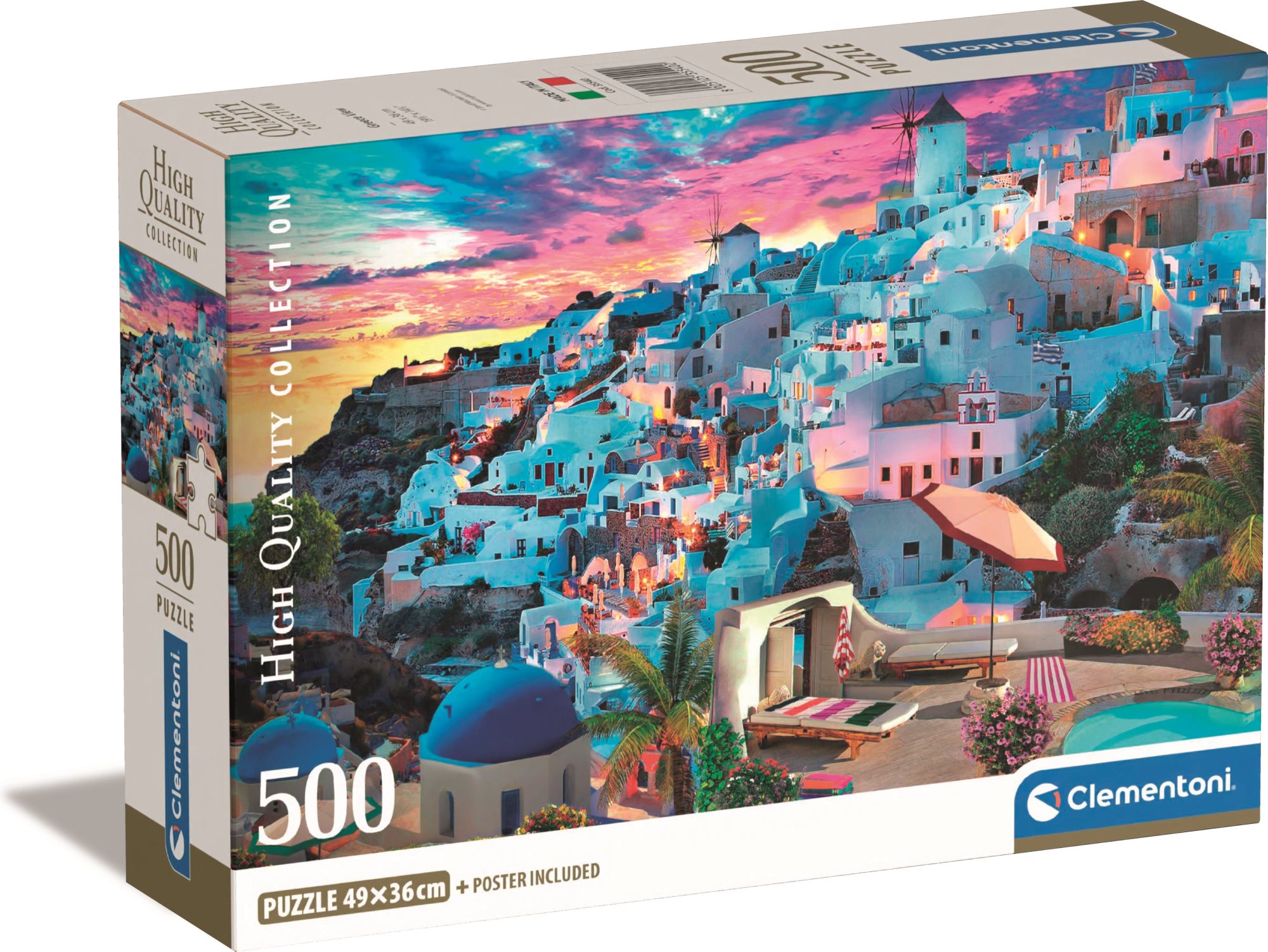 CLEMENTONI Pohled na Santorini 500 dílků