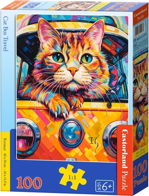 CASTORLAND Puzzle Kočka na cestách autobusem 100 dílků