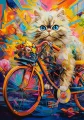 CASTORLAND Puzzle Kočka na kole 180 dílků