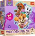 TREFL Dřevěné obrysové puzzle Tlapková patrola: Veselá štěňata 50 dílků
