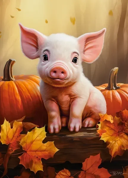 CASTORLAND Puzzle Roztomilé podzimní prasátko 60 dílků
