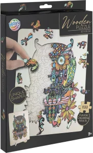 Dřevěné puzzle Moxy se stojánkem Sova 133 dílků