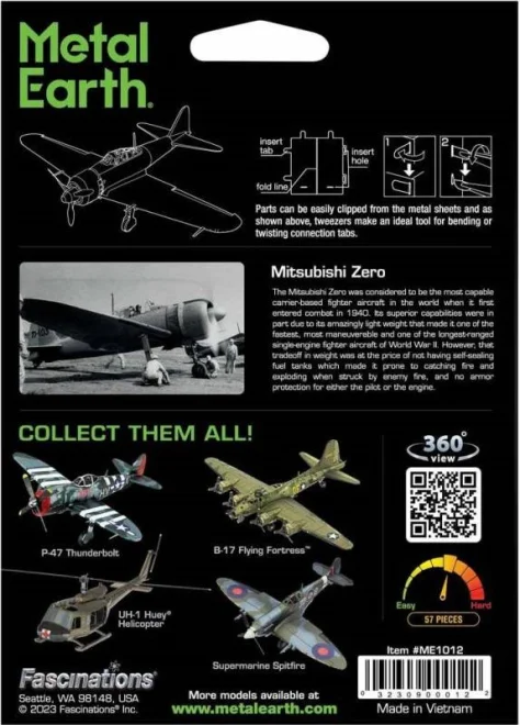 METAL EARTH 3D puzzle Mitsubishi Zero (barevný)