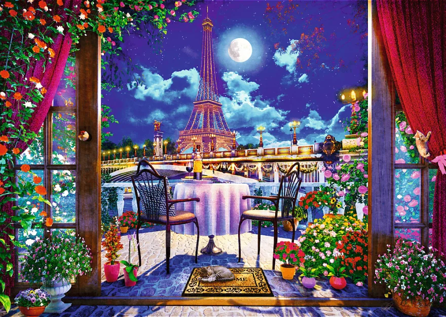 TREFL Puzzle Premium Plus Tea Time: Noční Paříž 1000 dílků