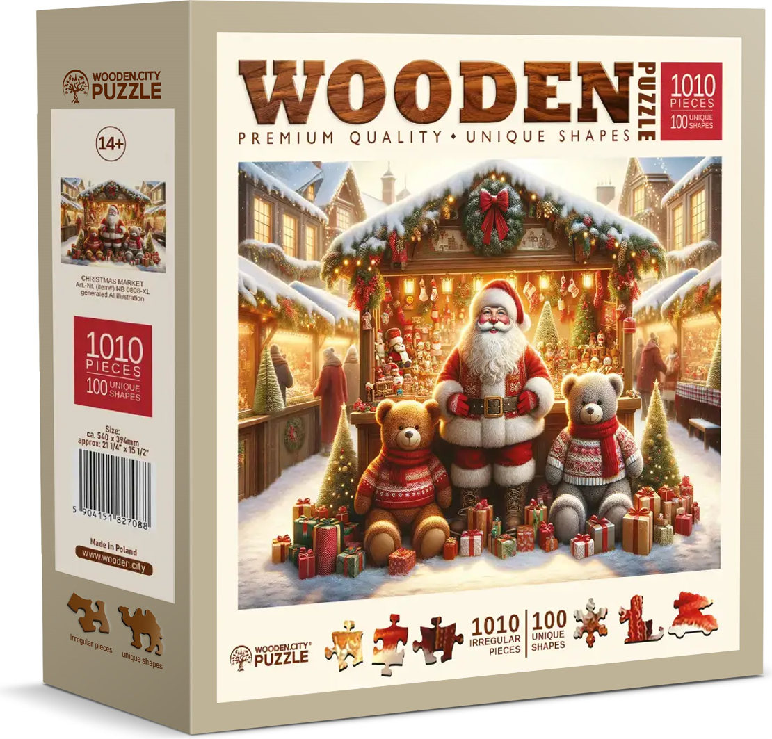 Dřevěné puzzle WOODEN CITY 1010 dílků Vánoční trhy