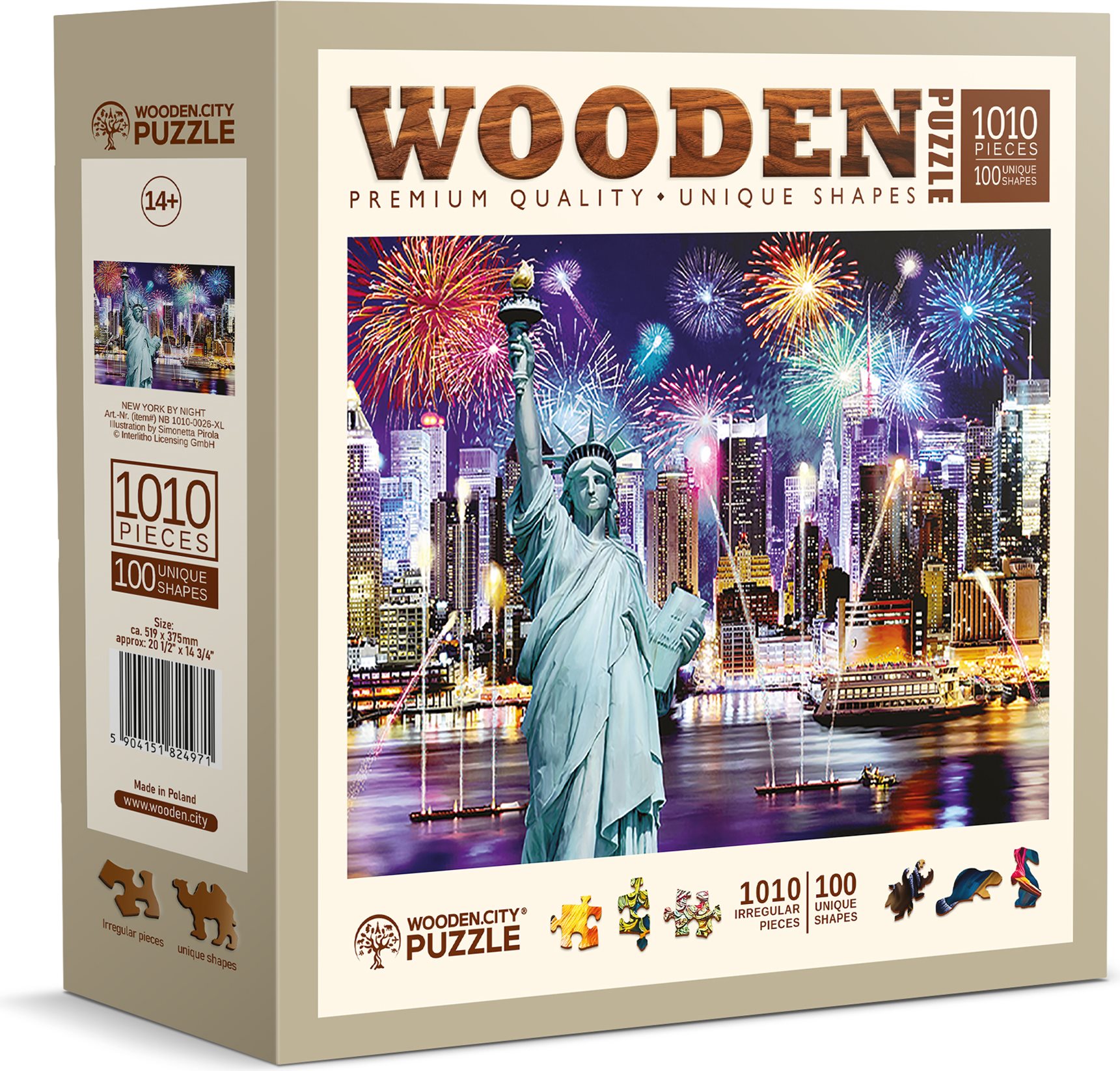 Dřevěné puzzle WOODEN CITY 1010 dílků Noční New York