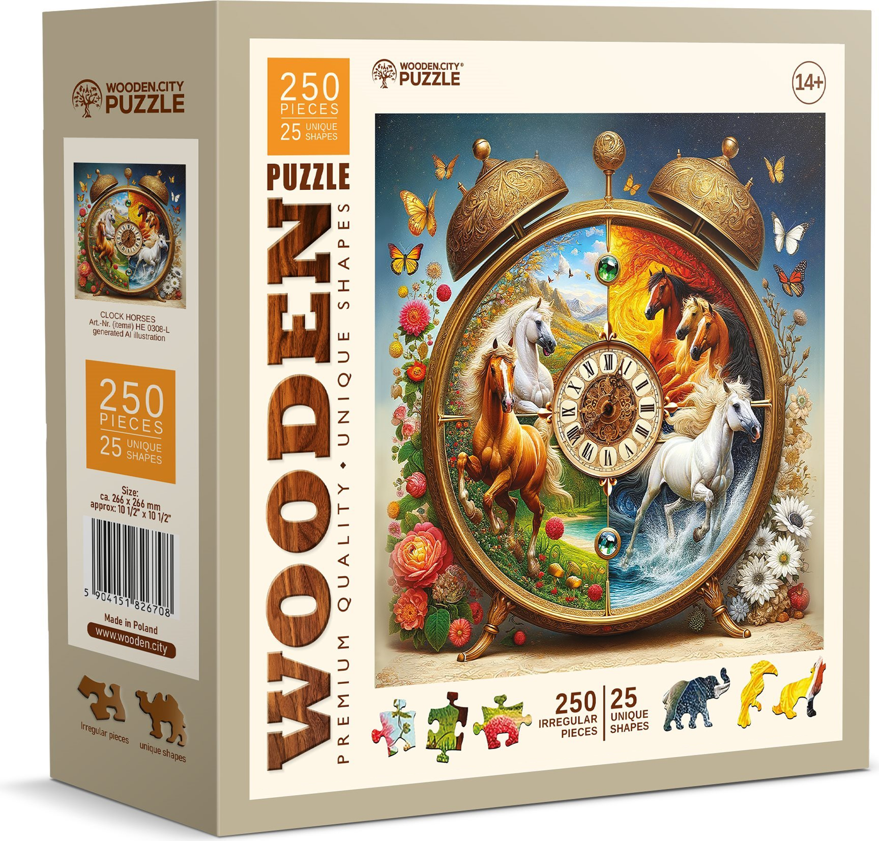 Dřevěné puzzle Koňské hodiny 250 dílků
