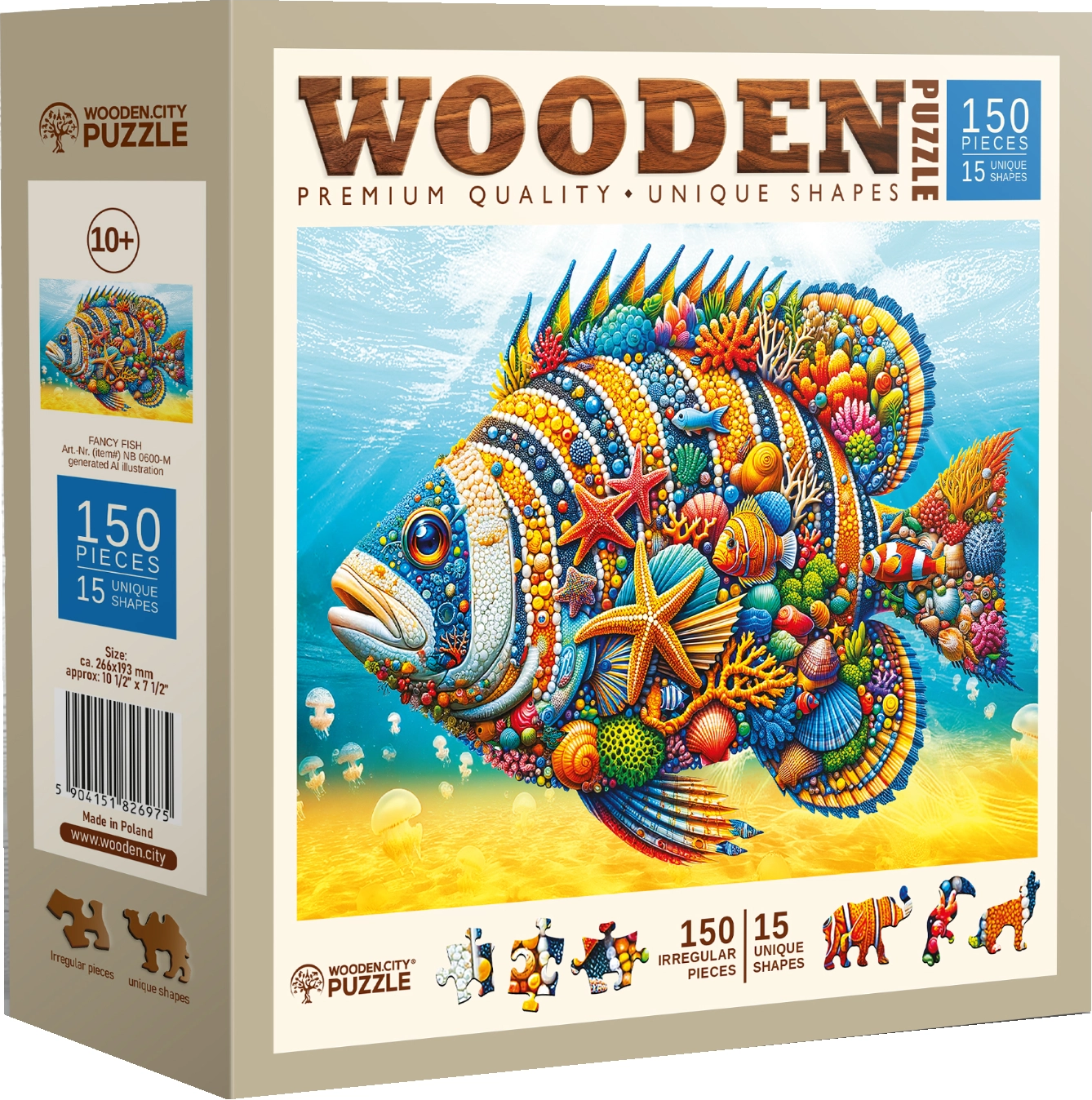 Dřevěné puzzle WOODEN CITY 150 dílků Zdobená ryba
