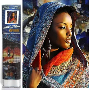 Diamantové malování Černoška v šátku 40x30cm