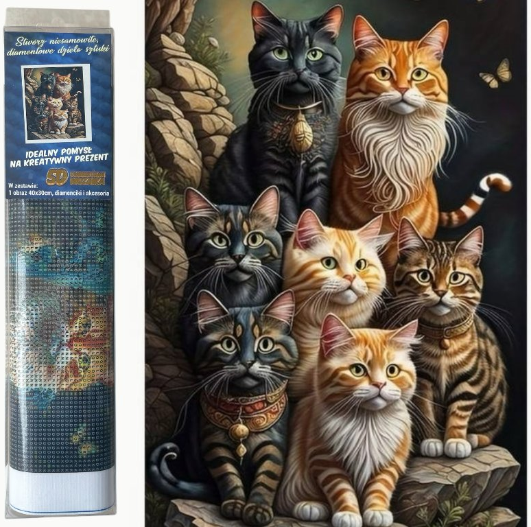 NORIMPEX Diamantové malování Sedm koček 40x30cm