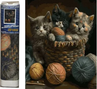Diamantové malování Kočky v košíku 40x30cm