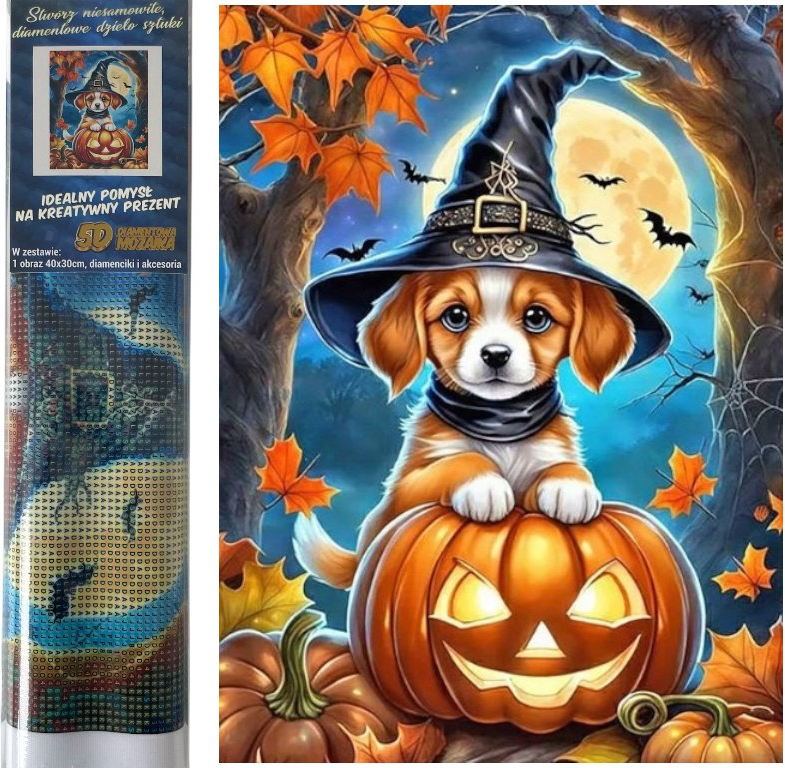 NORIMPEX Diamantové malování Halloweenské štěně 40x30cm