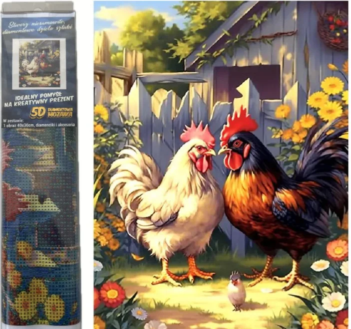 NORIMPEX Diamantové malování Kohouti 40x30cm