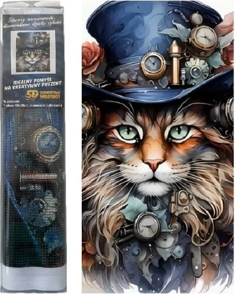 NORIMPEX Diamantové malování Steampunková kočka 40x30cm