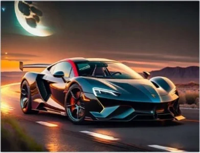 Diamantové malování Ferrari v měsíčním svitu 40x30cm