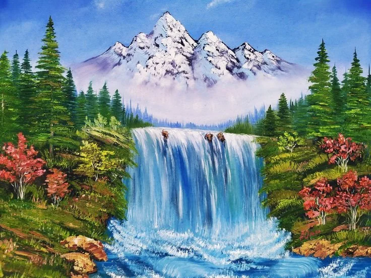 NORIMPEX Diamantové malování Horský vodopád 40x30cm