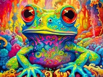 Diamantové malování Barevná žabka 40x30cm