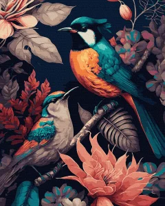 Diamantové malování Ptačí dvojice 40x30cm