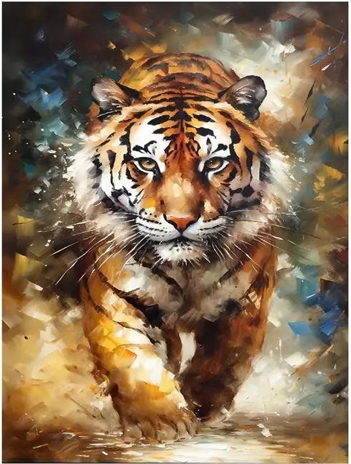 Diamantové malování Běžící tygr 30 × 40 cm