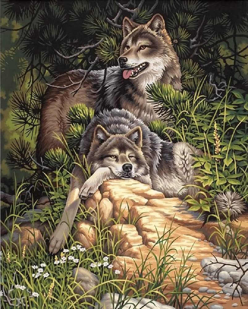 Diamantové malování Vlci v lese 30 × 40 cm