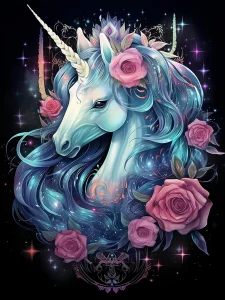 Diamantové malování Portrét jednorožce 40x30cm