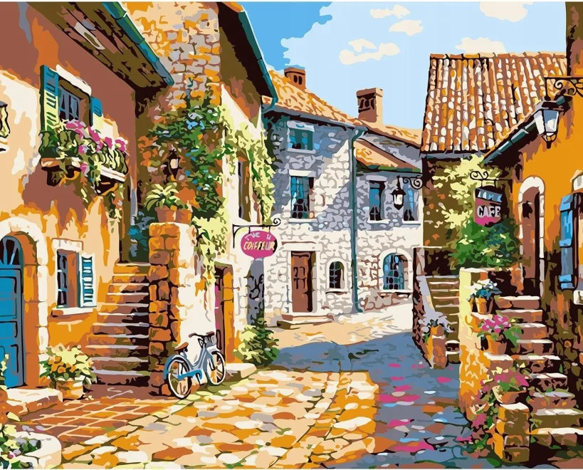 NORIMPEX Diamantové malování Dlážděná ulička 40x30cm