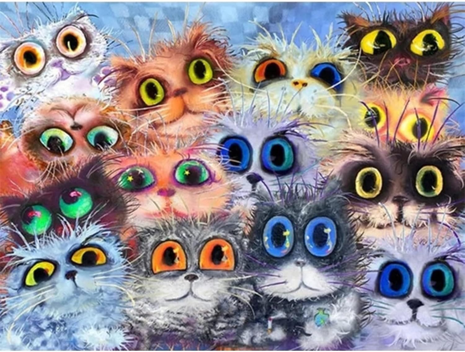 Diamantové malování – kočky s velkýma očima 30 × 40 cm