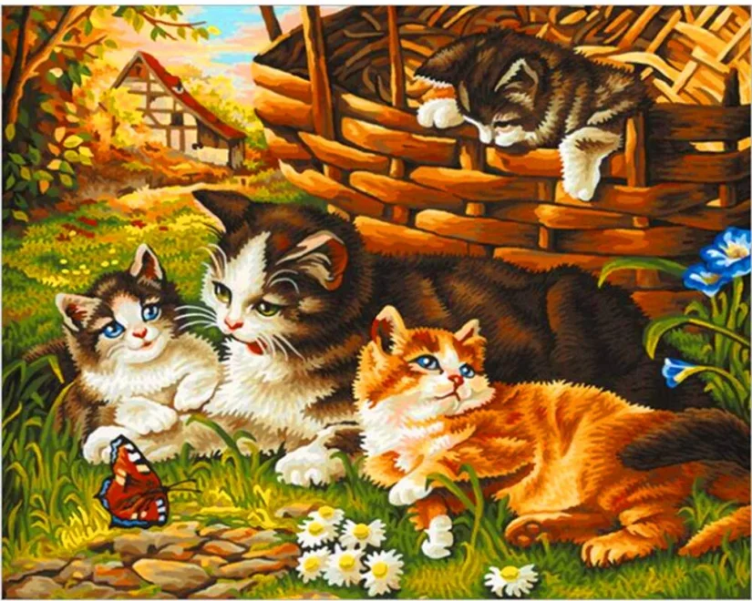 NORIMPEX Diamantové malování Kočičí rodina 40x30cm