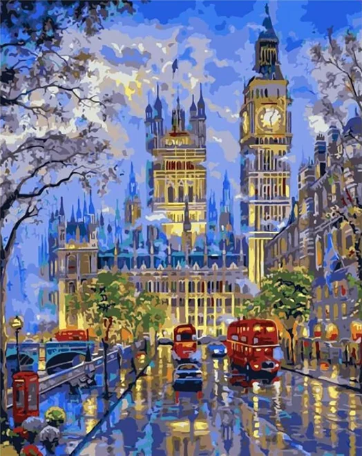 NORIMPEX Diamantové malování Noc v Londýně 40x30cm