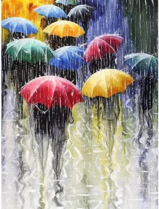 Diamantové malování Barevné deštníky 40x30cm