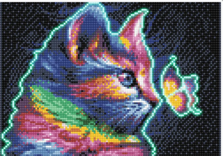 NORIMPEX Svítící diamantové malování Duhové kotě 40x30cm