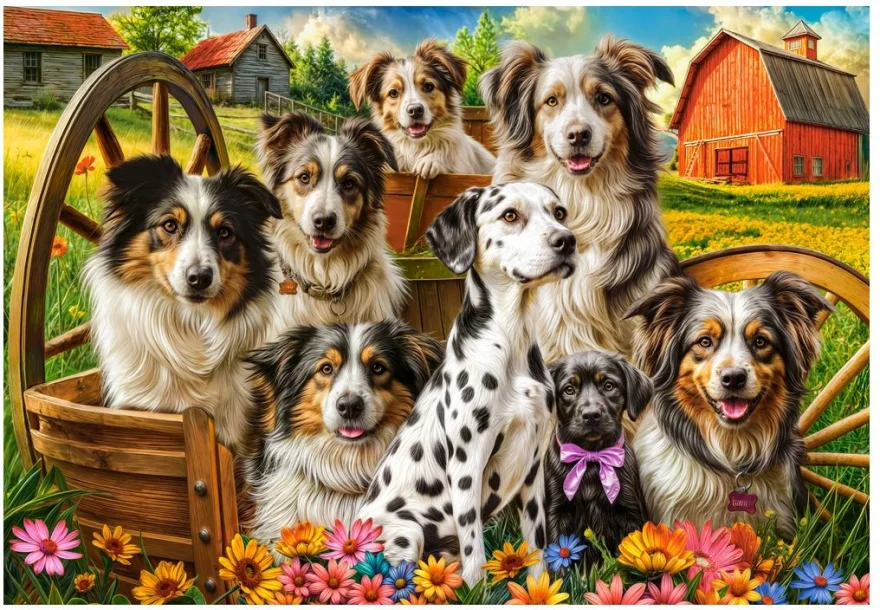 CASTORLAND Puzzle Šťastní psi na venkově 1000 dílků