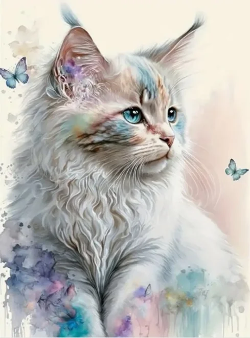 NORIMPEX Diamantové malování Bílé koťátko 40x30cm