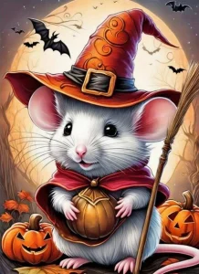 Diamantové malování Halloweenský myšák 40x30cm