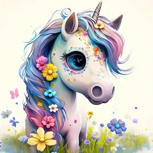 Diamantové malování Jednorožčí hříbě 40x30cm