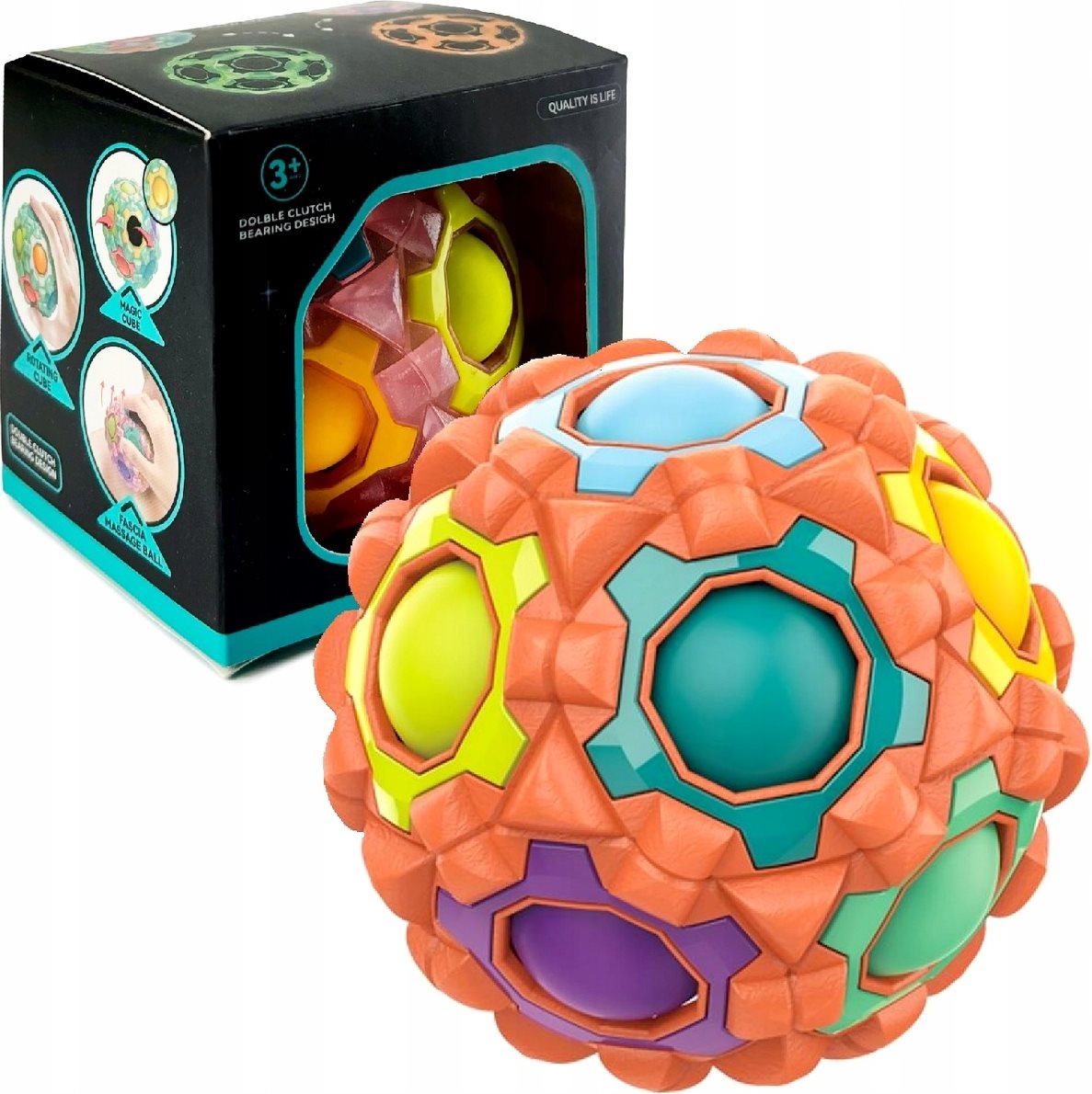 NORIMPEX Hlavolam Massage Rainbow Ball oranžový