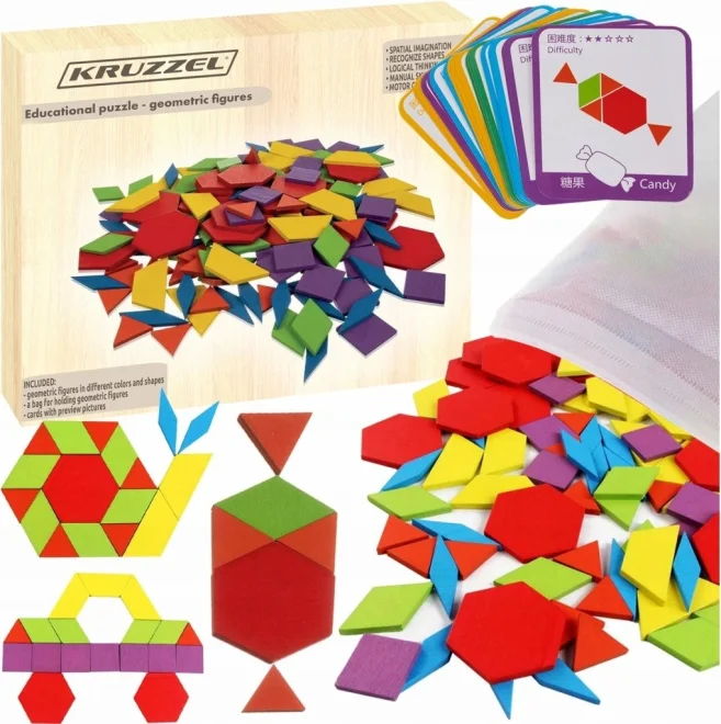 Skládačka pro děti KRUZZEL  Geometrické tvary 155 dílků