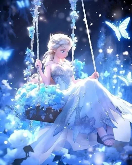 NORIMPEX Diamantové malování Elsa na houpačce 40x30cm