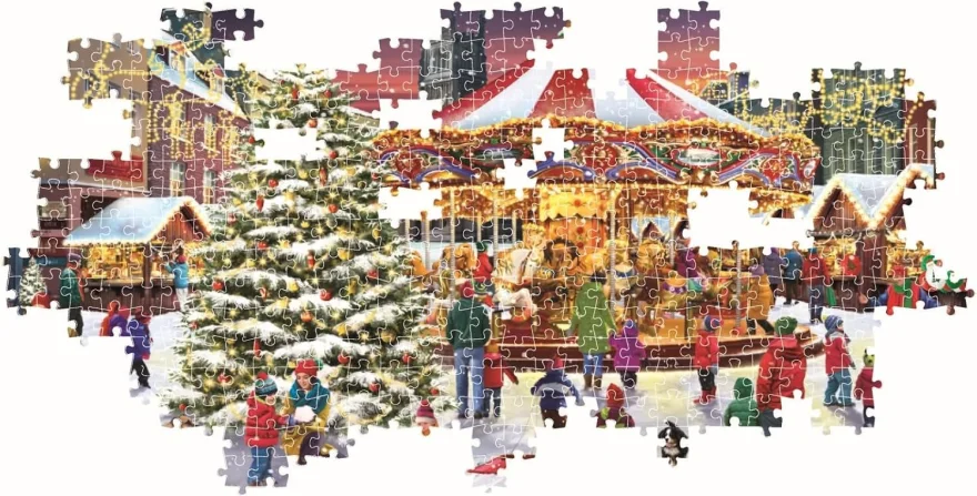 Panoramatické puzzle Clementoni 1000 dílků Christmas Collection: Vánoční vesnice