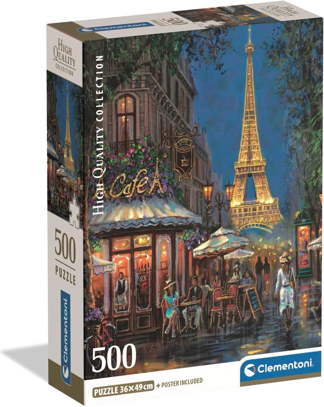 Clementoni - Puzzle 500 Noc u Eiffelovy kavárny