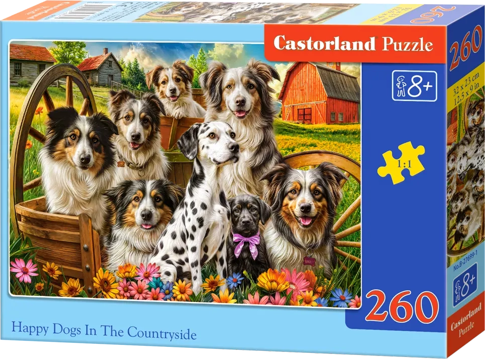 Puzzle šťastní psi na venkově 260 dílků