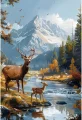 Diamantové malování Norimpex 40x30 cm Jelení rodina u horského potoka