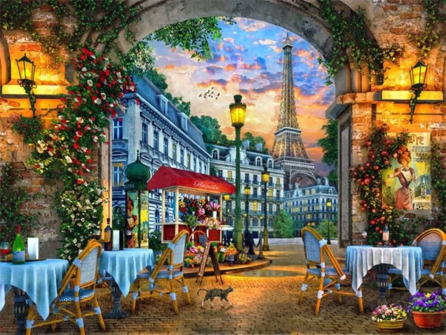 Diamantové malování Norimpex 40x30 cm Posezení v Paříži