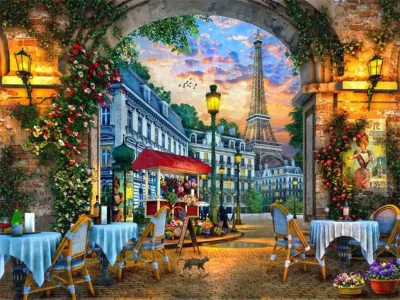 Diamantové malování Norimpex 40x30 cm Posezení v Paříži
