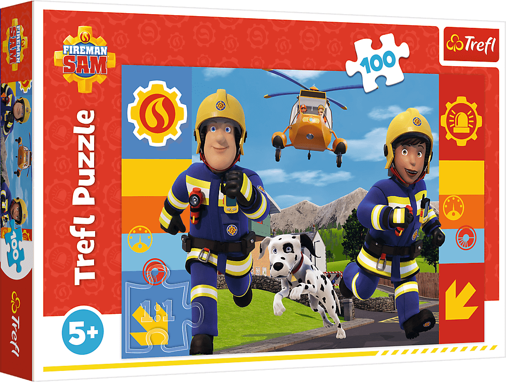 Puzzle pro děti Trefl 100 dílků Požárník Sam: Vždy připraven pomoci