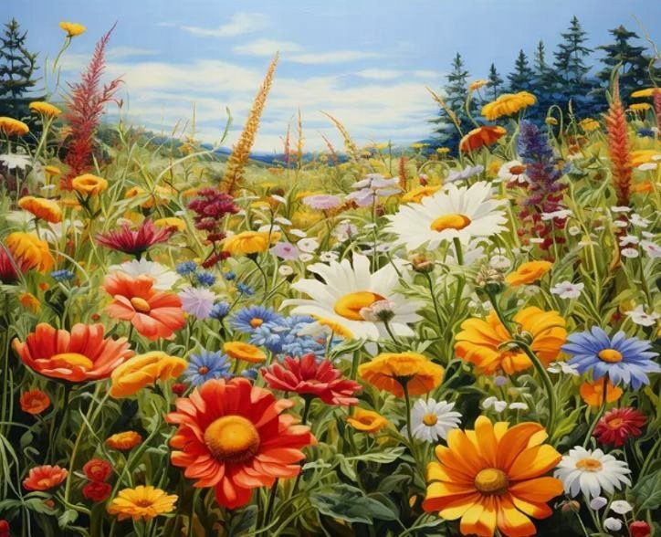 Diamantové malování Norimpex 40x30 cm Letní květinová louka